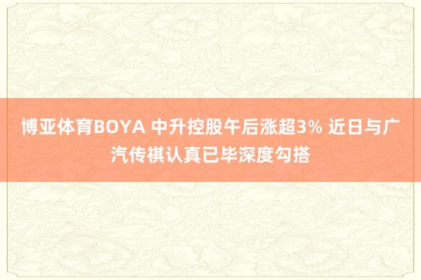博亚体育BOYA 中升控股午后涨超3% 近日与广汽传祺认真已毕深度勾搭