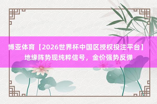 博亚体育【2026世界杯中国区授权投注平台】 地缘阵势现纯粹信号，金价强势反弹