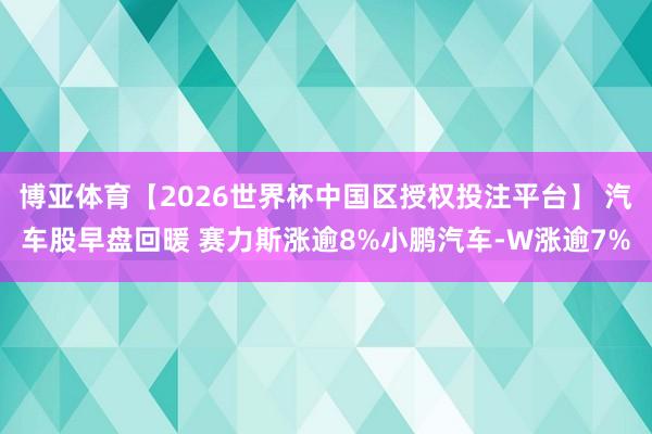 博亚体育【2026世界杯中国区授权投注平台】 汽车股早盘回暖 赛力斯涨逾8%小鹏汽车-W涨逾7%