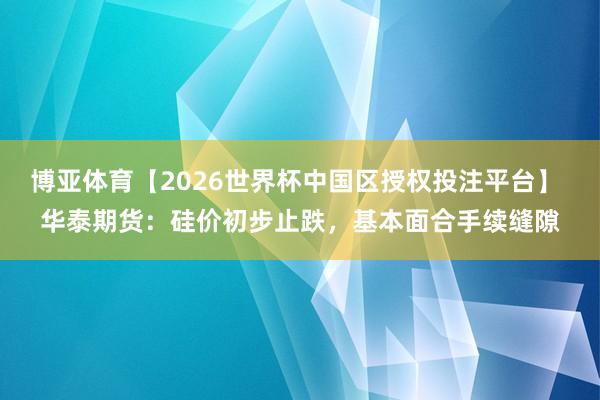 博亚体育【2026世界杯中国区授权投注平台】 华泰期货：硅价初步止跌，基本面合手续缝隙