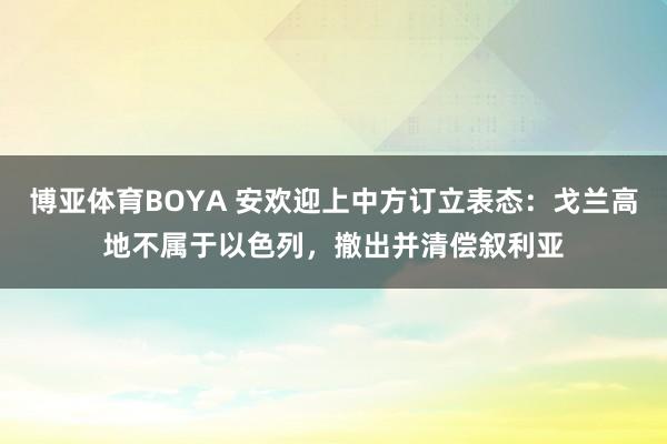 博亚体育BOYA 安欢迎上中方订立表态：戈兰高地不属于以色列，撤出并清偿叙利亚