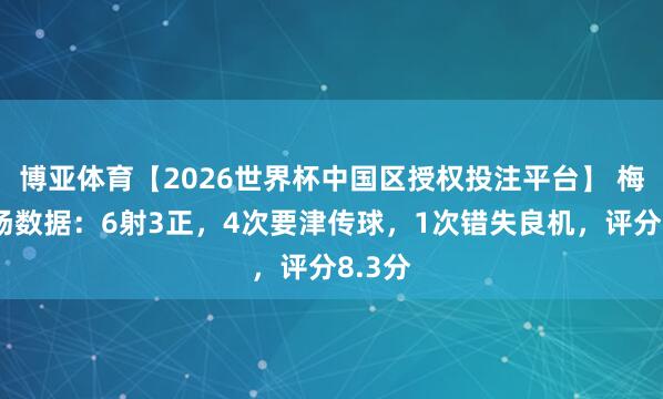 博亚体育【2026世界杯中国区授权投注平台】 梅西本场数据：6射3正，4次要津传球，1次错失良机，评分8.3分