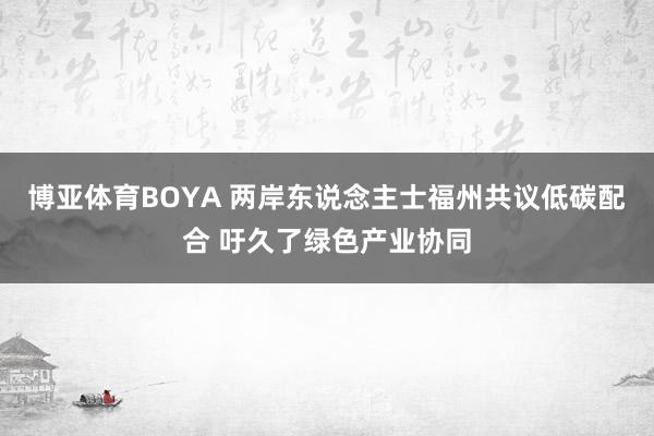 博亚体育BOYA 两岸东说念主士福州共议低碳配合 吁久了绿色产业协同