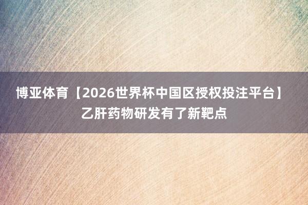 博亚体育【2026世界杯中国区授权投注平台】 乙肝药物研发有了新靶点