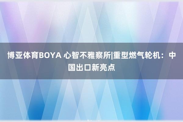 博亚体育BOYA 心智不雅察所|重型燃气轮机：中国出口新亮点