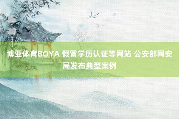 博亚体育BOYA 假冒学历认证等网站 公安部网安局发布典型案例