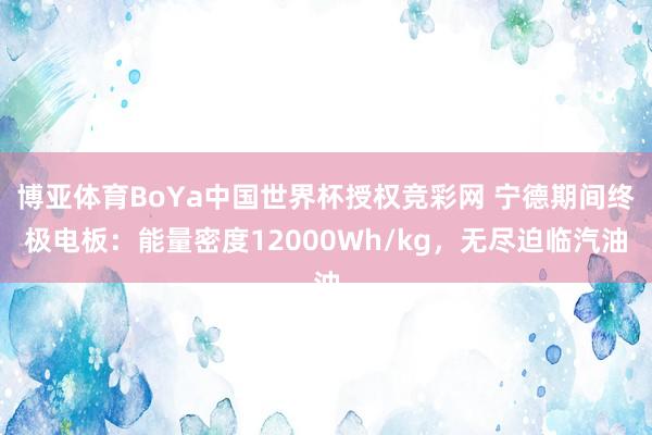 博亚体育BoYa中国世界杯授权竞彩网 宁德期间终极电板：能量密度12000Wh/kg，无尽迫临汽油