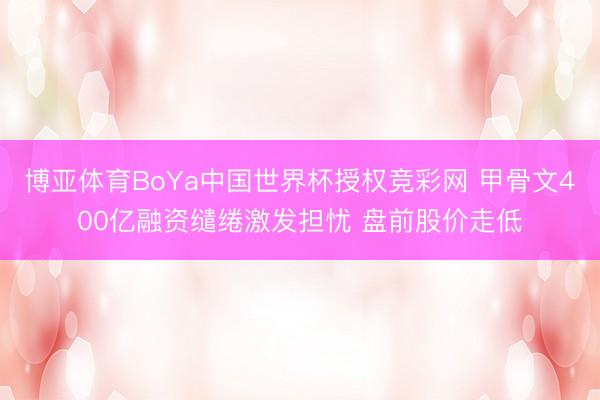 博亚体育BoYa中国世界杯授权竞彩网 甲骨文400亿融资缱绻激发担忧 盘前股价走低