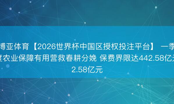 博亚体育【2026世界杯中国区授权投注平台】 一季度农业保障有用营救春耕分娩 保费界限达442.58亿元
