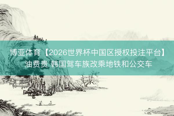 博亚体育【2026世界杯中国区授权投注平台】 油费贵 韩国驾车族改乘地铁和公交车