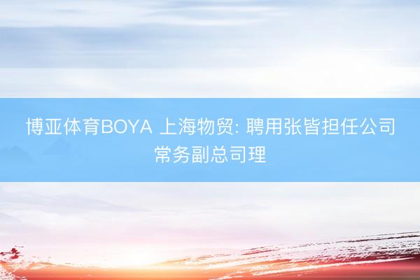 博亚体育BOYA 上海物贸: 聘用张皆担任公司常务副总司理
