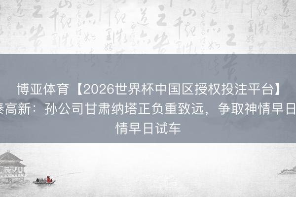博亚体育【2026世界杯中国区授权投注平台】 蒙泰高新:孙公司甘肃纳塔正负重致远,争取神情早日试车
