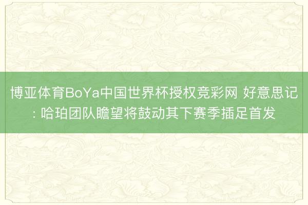 博亚体育BoYa中国世界杯授权竞彩网 好意思记: 哈珀团队瞻望将鼓动其下赛季插足首发